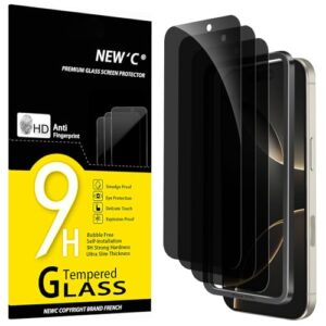 NEW'C 3 Pack Privacy for iPhone 16 Pro Screen Protector (6.3 inches), Anti-Spy Tempered Glass Film,Enhanced 28 Degree Privacy Angle - Easy installation tool included