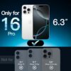 JETech Screen Protector for iPhone 16 Pro 6.3-Inch with Camera Lens Protector, Easy Installation Tool, Tempered Glass Film, HD Clear, 2-Pack Each - Image 2