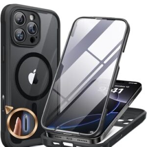 Miracase Magnetic Case for iPhone 16 Pro Case 6.3", [Built-in 9H Tempered Glass Screen Protector + Camera Control Capture Button] Full Body Bumper Case Compatible with MagSafe (Black)