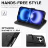 TUCCH Case for iPhone 16 (6.1") 2024 5G, PU Leather Wallet Magnetic Protective Flip Folio Foldable Cover with[RFID Blocking] Card Slots[Viewing Stand][Shockproof TPU] Compatible with iPhone 16, Black - Image 4