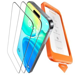 TORRAS [12FT Military Shatterproof] for iPhone 16 Pro Max Screen Protector 9H Anti-Scratch[Full Screen Tempered Glass ][No Bubbles No Dust]Longest Durable Screen Protector for iPhone 16 Pro Max 2 Pack