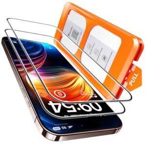 TOCOL 2 Pack for iPhone 16 Pro Max Screen Protector 6.9-Inch [Instant Installation], 14FT Military Grade Shatterproof, 9H+ Hardness Tempered Glass HD Clear Full Coverage Protection No Bubbles No Dust
